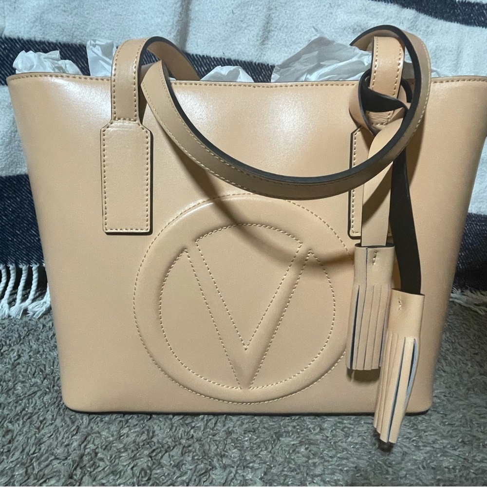 Valentino Tan Leather Tote Bag